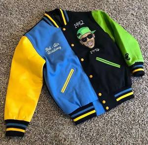 Veste universitaire en laine pour hommes, motif baseball brodé sur mesure, veste d'extérieur à capuche et à manches en cuir, emballage unique, rue principale - Product Image 3