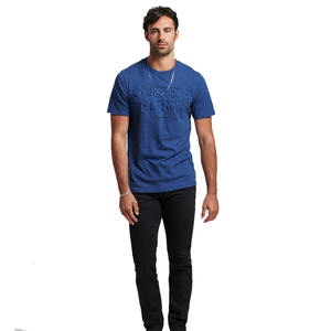 เสื้อลำลองผู้ชายคอกลมผ้าคอตตอน3D นูนโลโก้100% นูนสีฟ้าเสื้อลำลองฤดูร้อน - Product Image 5