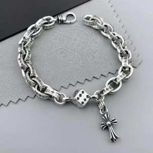 Unisex Retro Cross Flower Vintage Punk Style Thick Plated Alloy Chain <strong>Bracelet</strong> Metal Cross Dice Charm <strong>Bracelet</strong> <strong>for</strong> Men and <strong>Women</strong> - Product Image 3