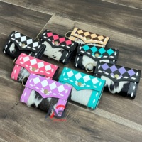 Porte-monnaie en cuir de vachette à motif à carreaux tendance, fait à la main, petit étui pour cartes, portefeuille de luxe pour femmes