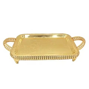 Customized New Gold Plated Serving Tray Eco-Friendly <b>Table</b> <b>Top</b> Food Serving <b>for</b> Hotel Restaurant <b>for</b> Holiday Parties Christmas - Product Image 2