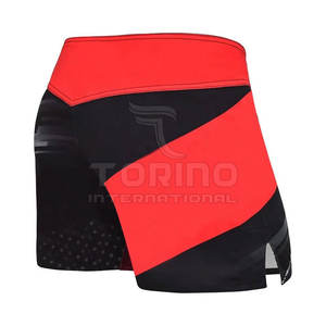 Vente en gros de shorts MMA légers 100% polyester pour hommes, dernier logo personnalisé avec tissu en toile à motif solide - Product Image 4