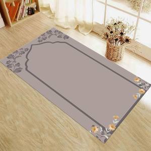 Tapis de prière en chenille fleuri : Tapis de culte islamique, tapis imprimé, tapis à poils doux - Product Image 3