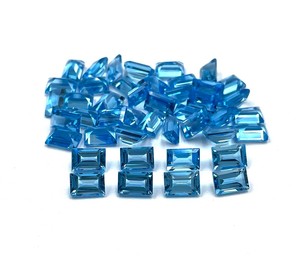 Piedra de corte Baguette de Topacio Azul suizo de alta calidad de 4x6mm, piedras preciosas sueltas facetadas de topacio Natural para la fabricación de joyas por fabricante - Product Image 5