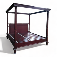 Lit à baldaquin King Size en acajou massif personnalisé, style classique français, luxe hôtelier, sculpté à la main, écoresponsable, pour hôtels et resorts