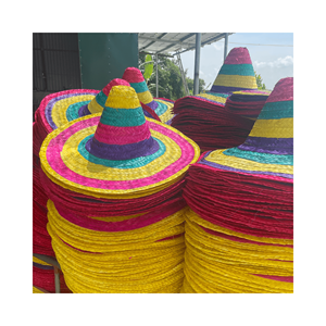 Chapeau de paille arc-en-ciel de caractéristiques nationales de mode décorative moyenne hawaïenne tissée mexicaine - Product Image 5