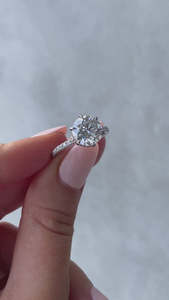 แหวนเพชรเม็ดเดี่ยวที่ถูกซ่อนไว้สำหรับผู้หญิงพร้อมทอง14K ทรงกลมตัดเพชรชุดง่ามทางเพศเครื่องประดับตามสัญญา - Product Image 2