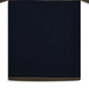 100% algodón tejido camello Color bloque banda cuello camiseta alta calidad sólido transpirable ecológico Logo Casual en blanco para hombres - Product Image 3