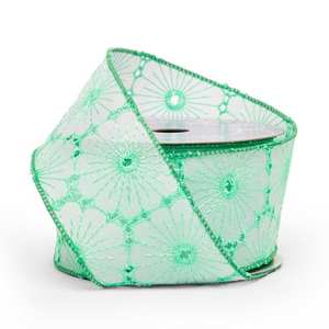 Fabric Floral <b>Wired</b> <b>Ribbon</b> Metallic Linen & Polyester for Gift Packaging & Wrapping Birthday Decorations in Spool Form - Product Image 1