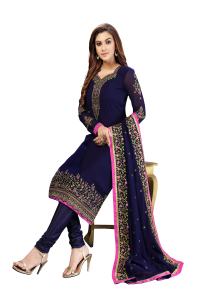 Conjunto de Salwar Kameez Étnico de Georgette Bordado para Mujer, Kurta, Pantalón y Dupatta Azul (G44-Azul) para Bodas, Estilo Regular - Product Image 5
