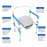 Chaise de douche et de toilette pour personnes âgées et handicapées, hauteur réglable, chaise de bain de sécurité portable avec seau et accoudoirs