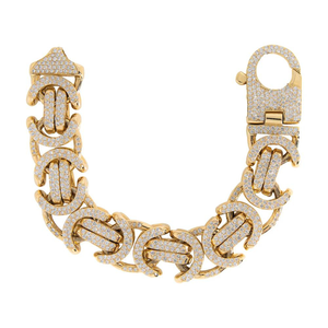 Pulsera de tendencia Doble fila Doble C Diseño Bling Natural Corte redondo Diamante Bizantino Pulsera de eslabones Plata de Ley 925 - Product Image 3