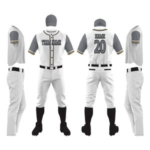 Ensembles de Tenues de Baseball Personnalisées avec Logo Imprimé Unisexe 100% Polyester Évacuation de l'Humidité Respirant Anti-UV Séchage Rapide Antibactérien - Product Image 1