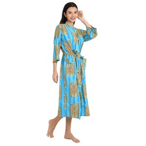 Bata de Casa Kimono de Algodón Estilo Indio con Estampado de Gupard, Ligera para Vacaciones en la Playa, con Estampados a Mano - Product Image 4
