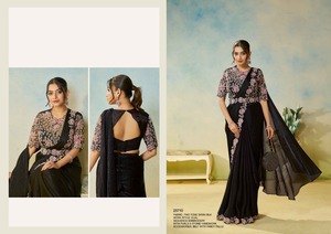 คอลเลกชันส่าหรีดีไซเนอร์หนึ่งนาทีสำหรับปาร์ตี้เสื้อผ้าอินเดียและปากีสถาน - Product Image 3