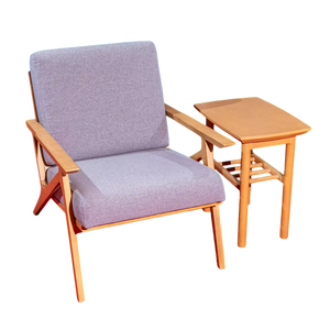 Ensemble chaise longue et table d'appoint en bois moderne - Product Image 1