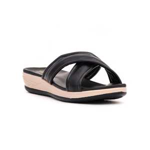 Pantoufle décontractée noire en fourrure CL4038 confortable à la mode pour pantoufles - Product Image 2