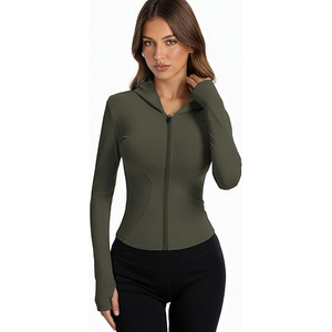 Soft Stretch Wear Full Zip <b>Jacket</b> Women Lightweight <b>Yoga</b> Training Top Comfortable Nylon Spandex Athletic Blend - Product Image 4