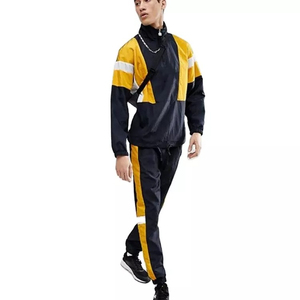 Chándal cortavientos deportivo de nailon para hombre al por mayor, ropa de calle de bloque de color, chaqueta de invierno con cremallera de 2 piezas ecológica - Product Image 6