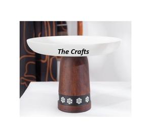 Bol à dessert bleu ciel en fer avec support en bois, fait main, forme ronde, pour servir le chocolat, au prix le plus bas - Product Image 4