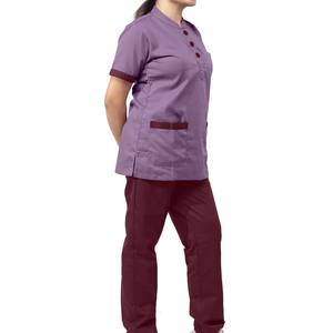 2025 nouveau Style femme infirmière haut uniforme ensemble bouton pull gommages Stretch hôpital survêtement toile mode uniformes médicaux - Product Image 2