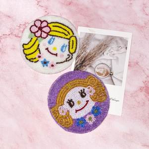 Posavasos con cuentas hechos a mano-Posavasos bohemios con respaldo de poliéster (4x4 pulgadas) - Product Image 1