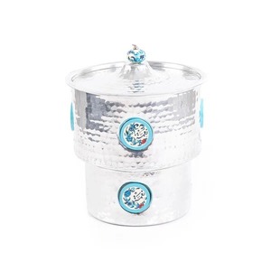 Cazuela redonda de metal con cuerpo pulido elegante y aislamiento térmico duradero, perfecta para exhibir comida tradicional. - Product Image 6