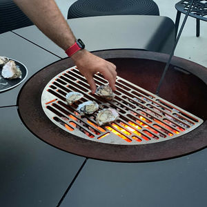 Table de foyer multifonctionnelle en acier corten pour l'extérieur, table de feu ronde avec 3 fonctions, brûleur à bois, rangement pour bois, écologique - Product Image 4