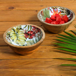 Cuenco impreso de madera de calidad antigua para ensaladera de frutas Cuenco de madera de acacia Producto de Venta caliente para Hotel en casa con diseño personalizado - Product Image 4