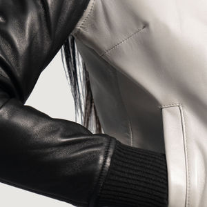 Chaqueta de piel de oveja para mujer, estilo casual, manga larga, cuello alto, cremallera, transpirable, algodón, elegante, moderna, estilo urbano - Product Image 6