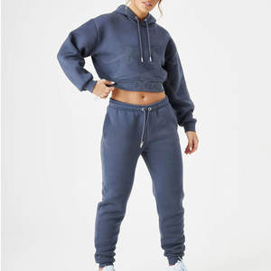 Mode Pull Crop Top Survêtement Avec Stretch Fit Et Tissu Doux Deux Pièces Pull Crop Top Survêtement - Product Image 3