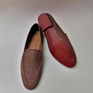 Chaussures en raphia pour hommes, mocassins d'été en raphia, mocassins en raphia faits à la main, cadeau pour mari, chaussures oxfords en raphia - Product Image 1