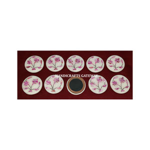 Fabricante indio y nuevo vendedor hecho a mano mármol blanco madreperla Rosa incrustaciones diseño espejo de regalo y decoración del hogar - Product Image 1