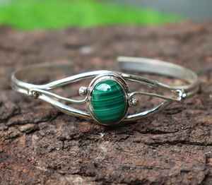 Bracelet réglable de concepteur fait à la main en argent sterling 925 pierre précieuse de malachite naturelle d'excellente qualité personnalisée pour l'anniversaire - Product Image 3