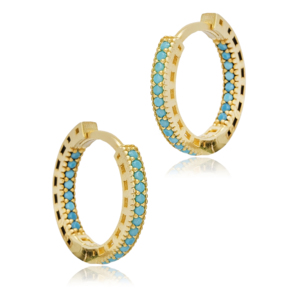 Boucles d'oreilles élégantes en argent sterling 925 turc avec pierre turquoise de 15 mm et design en émail noir - Product Image 6