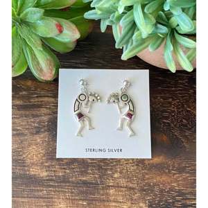 Navajo Handmade <b>Post</b> Dangle Purple Spiny Oystercatcher Sterling Silver Kokopelli Turquoise Amethyst Drop Animal Water Drop - Product Image 1