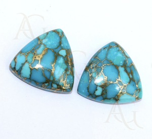 Naturel Bleu Cuivre Turquoise Grand Triangle Cabochon Lâche Gemme Pierre Dos Plat Pour La Fabrication De Bijoux au Prix D'usine - Product Image 2