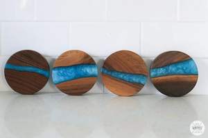 Recién llegado, posavasos cuadrados de madera de acacia y resina epoxi, diseño único para uso doméstico, patrón ecológico disponible para la venta - Product Image 4