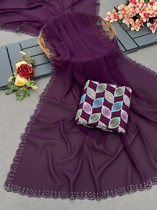 Ấn Độ nặng mịn georgette Saree với tay khối in dịp đặc biệt sử dụng Ấn Độ nhà sản xuất Ấn Độ Pakistan quần áo - Product Image 2