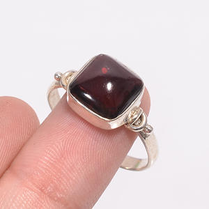 Anillo clásico de Plata de Ley 925 con piedra preciosa granate cortada con cojín para compromiso, aniversario de boda o regalo de fiesta - Product Image 3