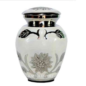 Último diseño impreso blanco recuerdo urna blanco hermosa paz urnas de metal para un ser querido al por mayor suministros funerarios urnas - Product Image 2