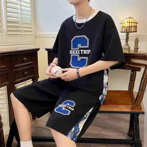 Ensemble de t-shirts tendance et décontractés à manches courtes pour hommes Sports d'été Hip Hop vintage de grande taille - Product Image 6