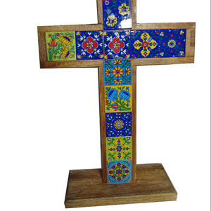 Croix chrétienne en bois artisanale mur religieux spirituel décor de table symbole de foi rustique maison église espace sacré - Product Image 1