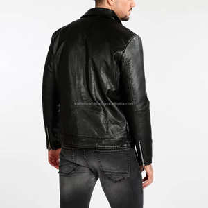 Chaqueta de Cuero Negra Minimalista de Corte Ajustado para Hombre con Cierre Asimétrico y Cuello Camisero, Ropa Casual de Invierno para Motociclistas - Product Image 6