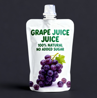 Pochette Doypack 250 ml refermable avec bec verseur, en aluminium et plastique, imprimée par gravure personnalisée, pour jus de fruits et eau