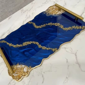 Bandeja de servicio de resina con acabado liso, ideal para reuniones elegantes informales y para mejorar la decoración del hogar - Product Image 1