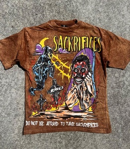 Venta al por mayor 100% algodón lavado camisetas de gran tamaño venta al por mayor algodón vintage ácido lavado boxy gráfico camisetas unisex - Product Image 1