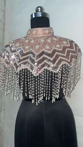 Capa de cuello chino hecha a mano a medida con abalorios-Ropa étnica y occidental de lujo adecuada para clientes boutique - Product Image 6