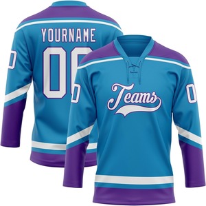 Maillots de hockey sur glace en polyester durable OEM sublimé, uniformes d'équipe de qualité professionnelle, tissus respirants à séchage rapide, vente en gros - Product Image 6