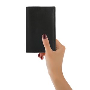 Black Slim Leather <b>Card</b> <b>Holder</b> <b>Wallet</b> with Anti-Theft and Handmade Design - Product Image 2